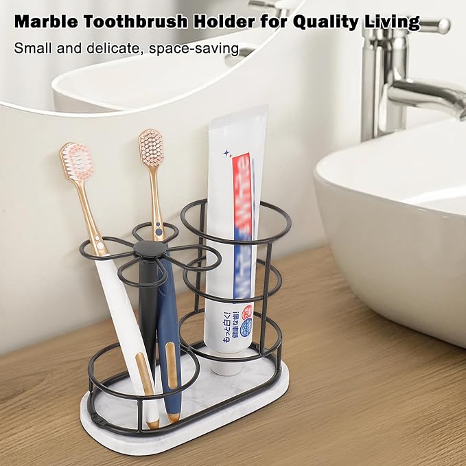HarJue Toothbrush Holder Stand for Bathroom, Metal Toothbrush Organizer - Image 8
