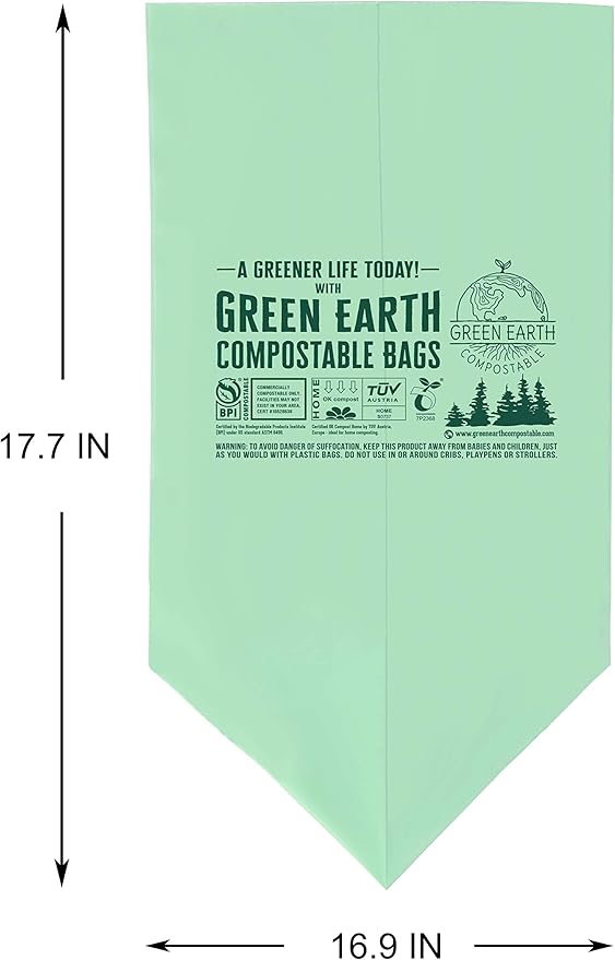Green Earth Compostable Small Kitchen Food Scrap Trash Bags, Extra Thick 0.71 - Image 2