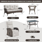 5 Piece Patio Furniture Set with Swivel Recliner Chair - Removable Outdoor Patio Couch Set, Chaise Lounge Chair Outdoor with Adjustable Backrest and Footrest and Coffee Table for Casual Gathering - Image 2