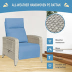 Upgraded Outdoor Recliner Chair, Reclining Patio Chairs with Adjustable Back up to 150°Lay Flat and Extended Footrest, Wicker Recliner Chairs with Flip Table and Removable Olefin Cushion - Image 6