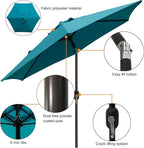 Blissun 7.5 ft Patio Umbrella, Yard Umbrella, Outdoor Market Umbrella with Push Button Tilt Crank (Cerulean) - Image 3