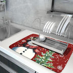 Winter Snowflake Red Dish Drying Mat - Image 5