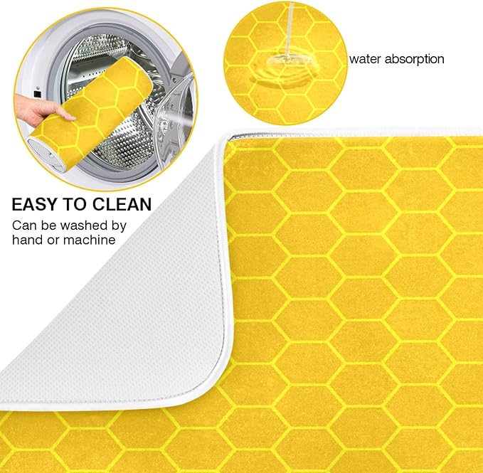 ALAZA Yellow Honeycomb Hexagon Dish Drying Mat - Image 2