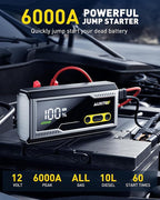 AUXITO 6000A Jump Starter, 12V Car Battery Jump Starter, Up to All Gas & 12L - Image 2