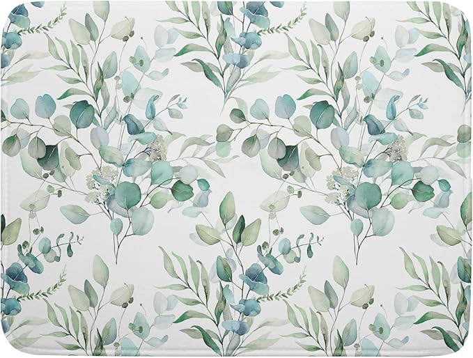 Sage Green Leaves Dish Drying Mats by Kawani