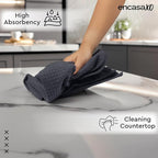 Encasa XO Kitchen Dish Towels Set | Grey | Waffle Weave and Flat Hand Tea Towel - Image 2