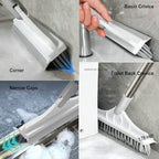 2 in 1 Floor Scrub Brush with V-Shape Stiff PVC Bristles, Stainless Steel Handle - Image 4
