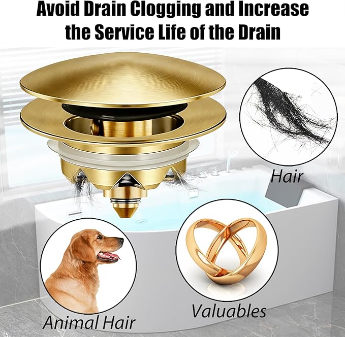 Bathtub Drain Stopper, Pop Up Tub Stopper and Cover, Bottom - Image 3