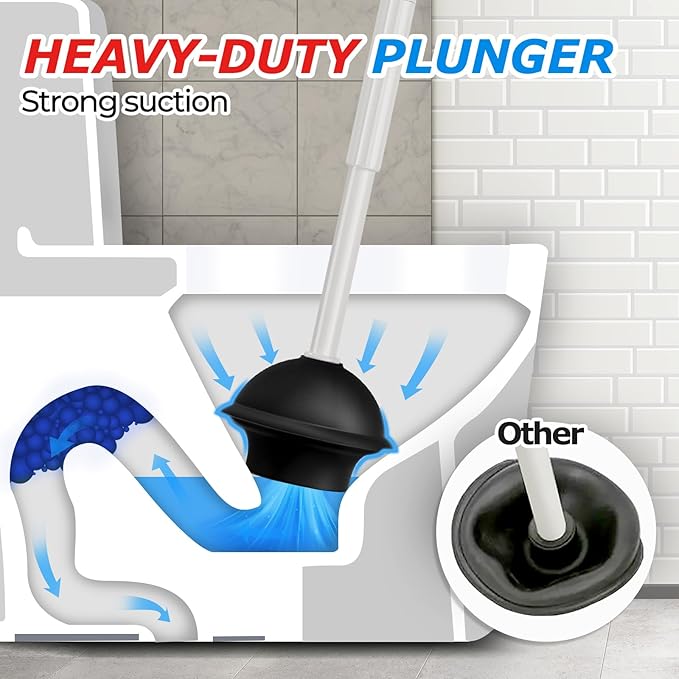2 in 1 Toilet Plunger and Brush Set，Extended Handle Plunger，Toilet Bowl Brush - Image 3