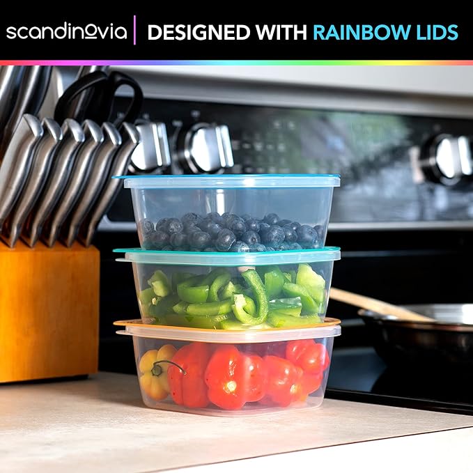 SCANDINOVIA - 25 oz Food Storage Containers - 24 sets - Dry & Hot Plastic Meal - Image 5