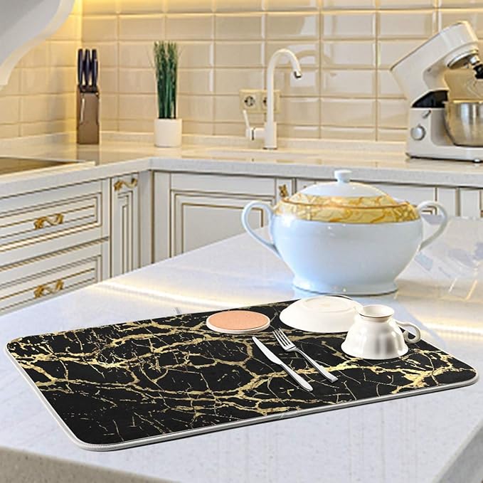 Super Absorbent Dish Drying Mat, Microfiber Fast-Drying Dish Mat, Kitchen Dish - Image 6
