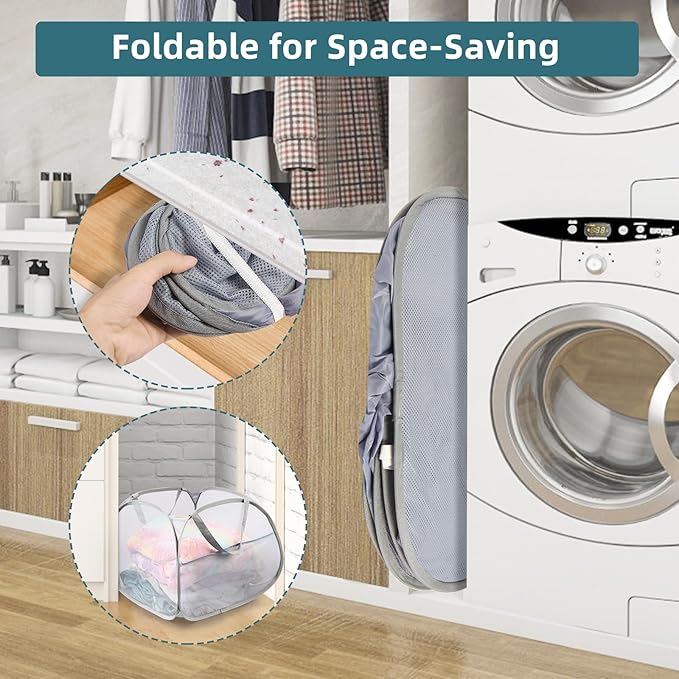 2 Pack Collapsible Laundry Baskets, 90L Large Foldable Laundry Basket, Durable - Image 3