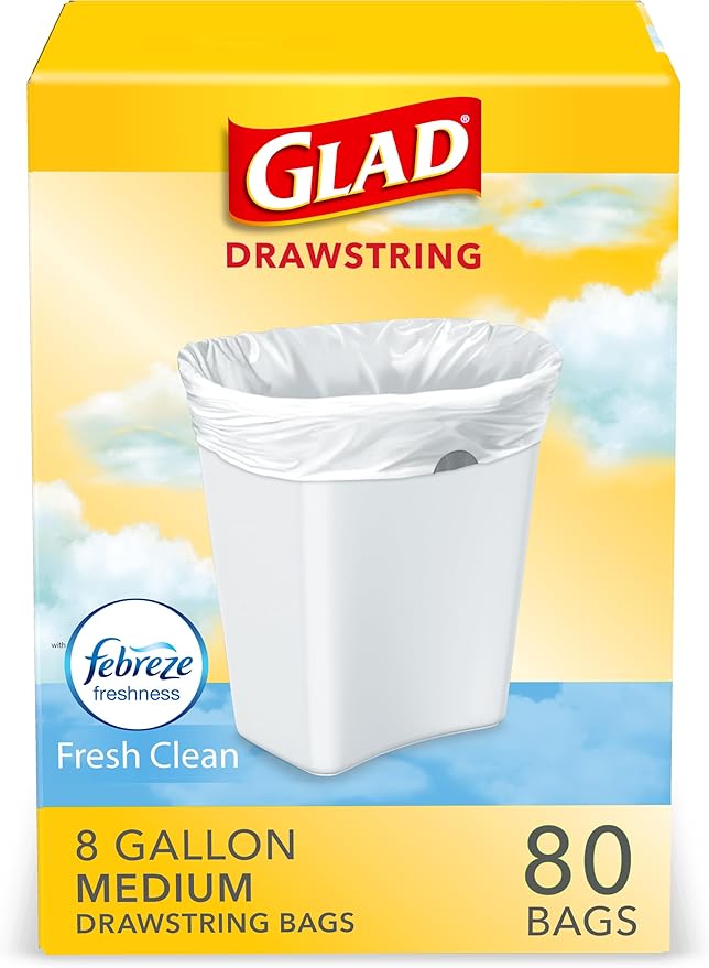 Glad Medium Trash Bags, 8 Gallon, Febreze Fresh Clean Garbage Bags, by GladTrashFoodStorage