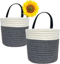 Cotton Rope Hanging Baskets for Organizing 2 Pcs Round Small Wall Basket by SOQKEEN