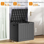 31 Gallon Resin Deck Box, Lockable Patio Outdoor Storage Box for Furniture, Garden Tools and Tools Storage, Waterproof Outside Storage Boxes - Black - Image 5