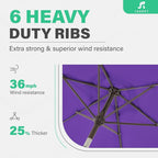 JEAREY 7.5FT Patio Umbrella Market Table Umbrella with 6 Sturdy Ribs, Push Button Tilt/Crank Outdoor Umbrella for Garden, Deck, Backyard, Pool and Beach,Dark Purple - Image 7