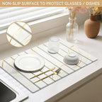 Large Stone Dish Drying Mat for Kitchen Counter, Water Absorbing Diatomaceous - Image 4