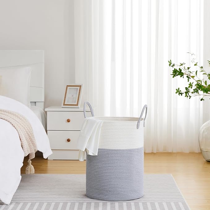 VIPOSCO Large Laundry Hamper, Tall Woven Rope Storage Basket - Image 4