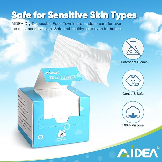 AIDEA Face Towels Disposable-200Ct, Clean Facial Towels, Facial Cleansing Wipes - Image 2