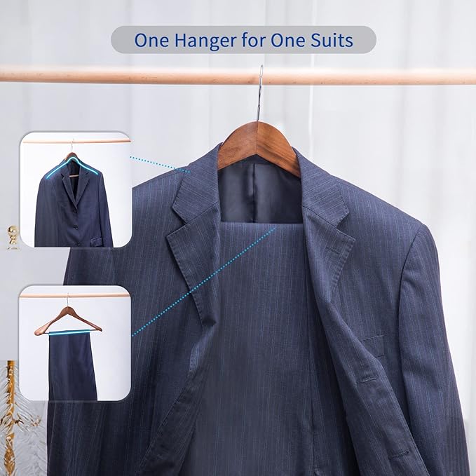 Nature Smile Luxury Wooden Suit Hangers 12 Pack Wood Coat Hangers Jacket - Image 6