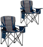 FAIR WIND 2 Pack Heavy Duty Camping Chair, Oversized Padded Folding Chair for Big and Tall (450lbs), Extra Wide Seat with Integrated Cooler & Storage Pocket, Adjustable Lumbar Support for Outdoor by FAIRWINDOutdoorEquipment