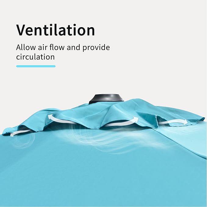 PURPLE LEAF 9' X 11.5' Patio Umbrella with Base Outdoor Cantilever Rectangle Umbrella Offset Umbrella with 360-degree Rotation for Garden Deck Pool Patio, Turquoise Blue - Image 7
