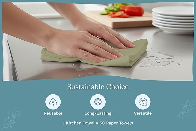 Organic Cotton Sage Flour Sack Kitchen Towels - Image 9