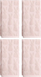 Artoid Mode 4 Pcs Pink 3D Rabbit Jacquard Easter Hand Towels by ArtoidMode