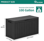 YITAHOME 100 Gallon Resin Deck Box, Weather Resistant Outdoor Storage Box, Lockable Indoor Outdoor Storage for Supplies and Essentials, Black - Image 7
