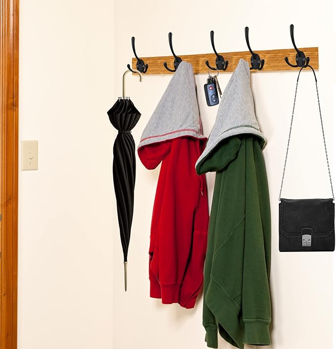 IBosins 14 Pack Big Heavy Duty Triple Coat Hooks Wall Mounted - Image 5