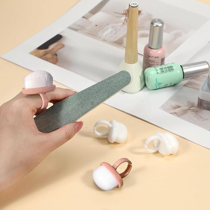 4Packs Nail Dust Cleaning Brush Ring, Soft Brushes - Image 4