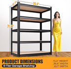 Set of 3 Garage Shelving Heavy Duty Storage Shelves, Metal Adjustable Shelving Unit, Utility Garage Organizer Shelf for Basement, Pantry, Kitchen, Warehouse,15.7" Dx35.4 Wx71.2 H, Black - Image 3