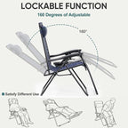 NEWBULIG Zero Gravity Chair Set of 4, Lounge Chair Folding Portable Adjustable Camping Reclining Chairs with Adjustable Pollow, Mesh Back, Cup Holder Trays Lawn Patio Chair for Pool Beach - Blue - Image 5