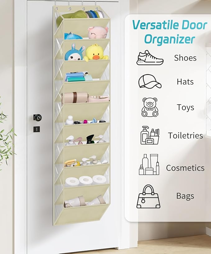 AOODA 10 Tier Clear Over The Door Shoe Organizer Storage, Deep Pockets Large - Image 7
