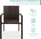 Best Choice Products Set of 2 Stackable Outdoor Wicker Dining Chairs All-Weather Firepit Armchair w/Armrests, Steel Frame for Patio, Deck, Garden, Yard - Brown - Image 4