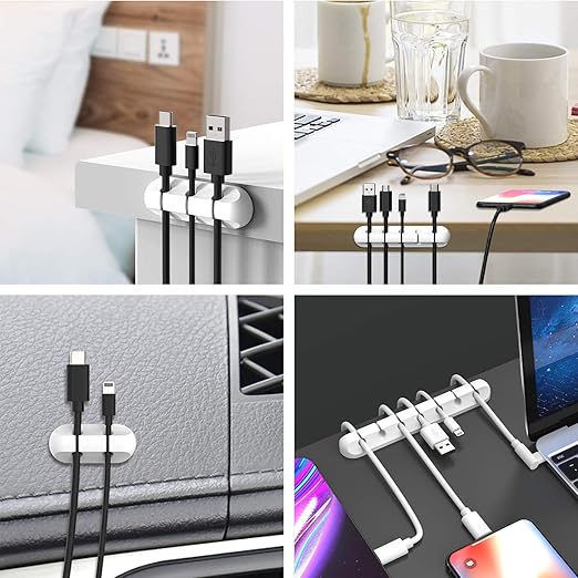 White Cable Clips, Cord Organizer Cable Management, Cable Organizers USB Cable - Image 7