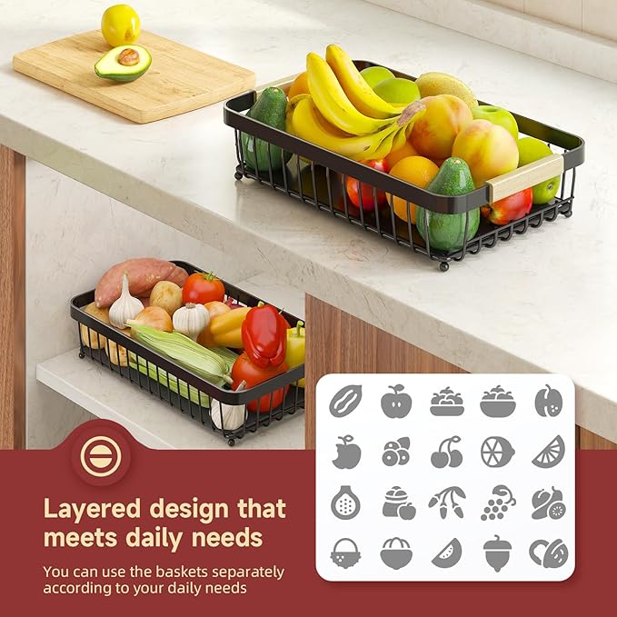 2 Tier Large Fruit Basket for Kitchen Counter - Image 5