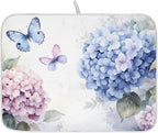 Blue Pink Hydrangea Spring Floral Dish Drying Mat by ALAZA