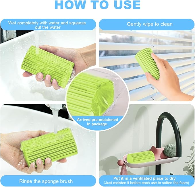2-Pack Damp Clean Duster Sponge, Magic Sponge Eraser Baseboard Cleaner Tool - Image 7