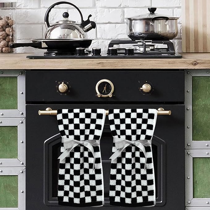 Jacquotha Black and White Hand Towels 4 Pack, Cotton Decorative Bathroom Hand - Image 3
