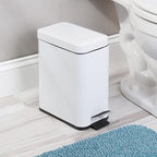 mDesign Metal Freestanding Slim Toilet Bowl Brush and Holder + Rectangle Narrow - Image 6