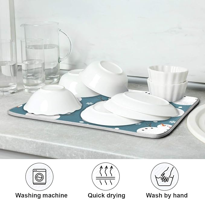 Super Absorbent Dish Drying Mat, Microfiber 23 Fast-Drying Dish Mat, Kitchen - Image 7