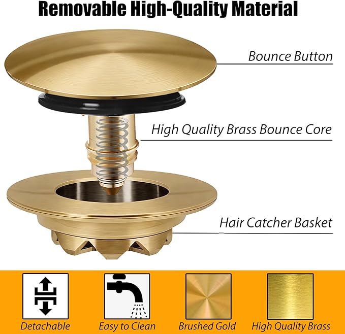 Bathtub Drain Stopper, Pop Up Tub Stopper and Cover, Bottom - Image 5