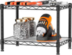 Xcity Storage Shelves, 2 Tier Heavy Duty Metal Shelving Unit with Wheels, 700 LBS Capacity Adjustable Steel Wire Shelf Organizer for Pantry, Kitchen, Garage, 14" D x 24" W x 20" H, Black - Image 3