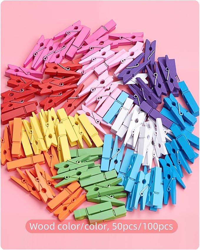 Mini Clothes Pins Wooden Colored Clothespins - Image 7
