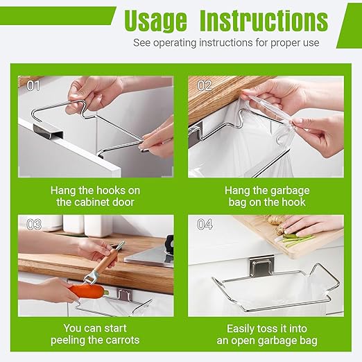 Trash Bag Holder, Stainless Steel Garbage Bag Holder Portable Under Sink Bag - Image 7