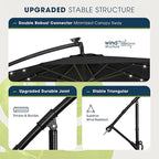 wikiwiki 10ft Solar LED Patio Umbrella with Base Included, Offset Umbrella with Weighted Sandbag Base, Cantilever Patio Umbrellas for Backyard, Garden & Deck, 32 LED Lights & Polyester Shade, Black - Image 7