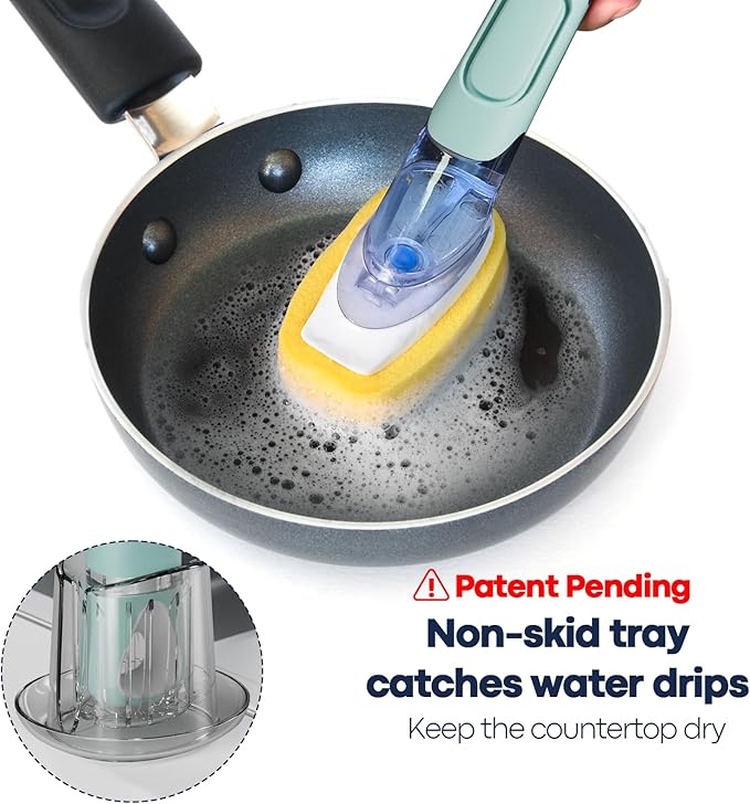 Dish Brush with Soap Dispenser Storage Set with 2 PCS Brush Refills & Holder - Image 2