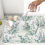Spring Sage Green Leaves Dish Drying Mat - Image 6