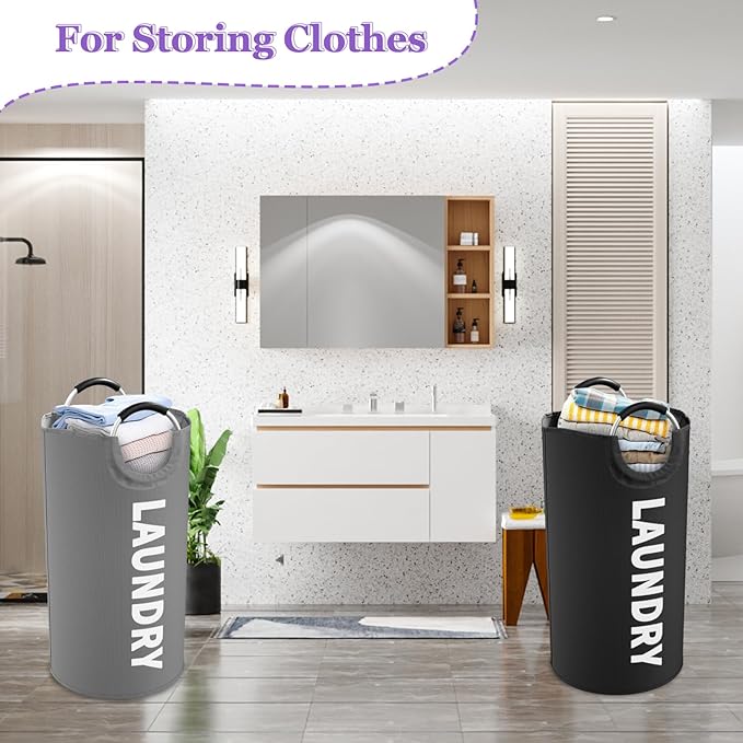 2Pcs Large Laundry Hamper for Adult, 95L Folding Clothes Basket - Image 4